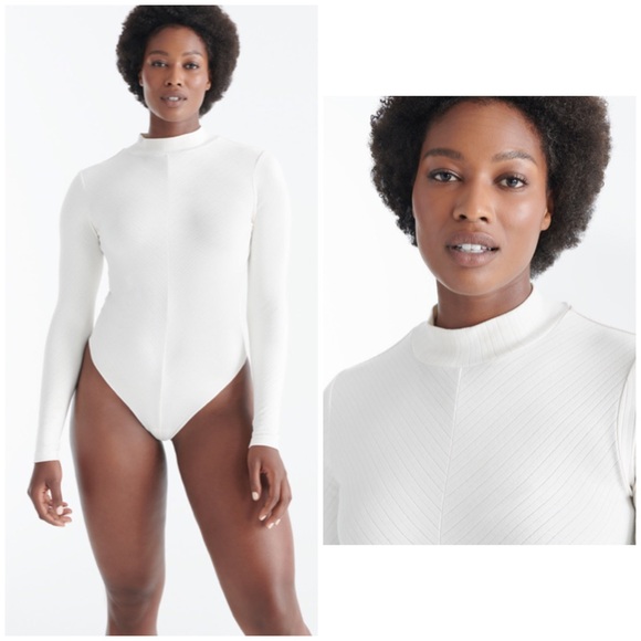 Knix | NEW Cream White Mock Neck Long Sleeve Thong Bodysuit XXXL - Picture 1 of 15